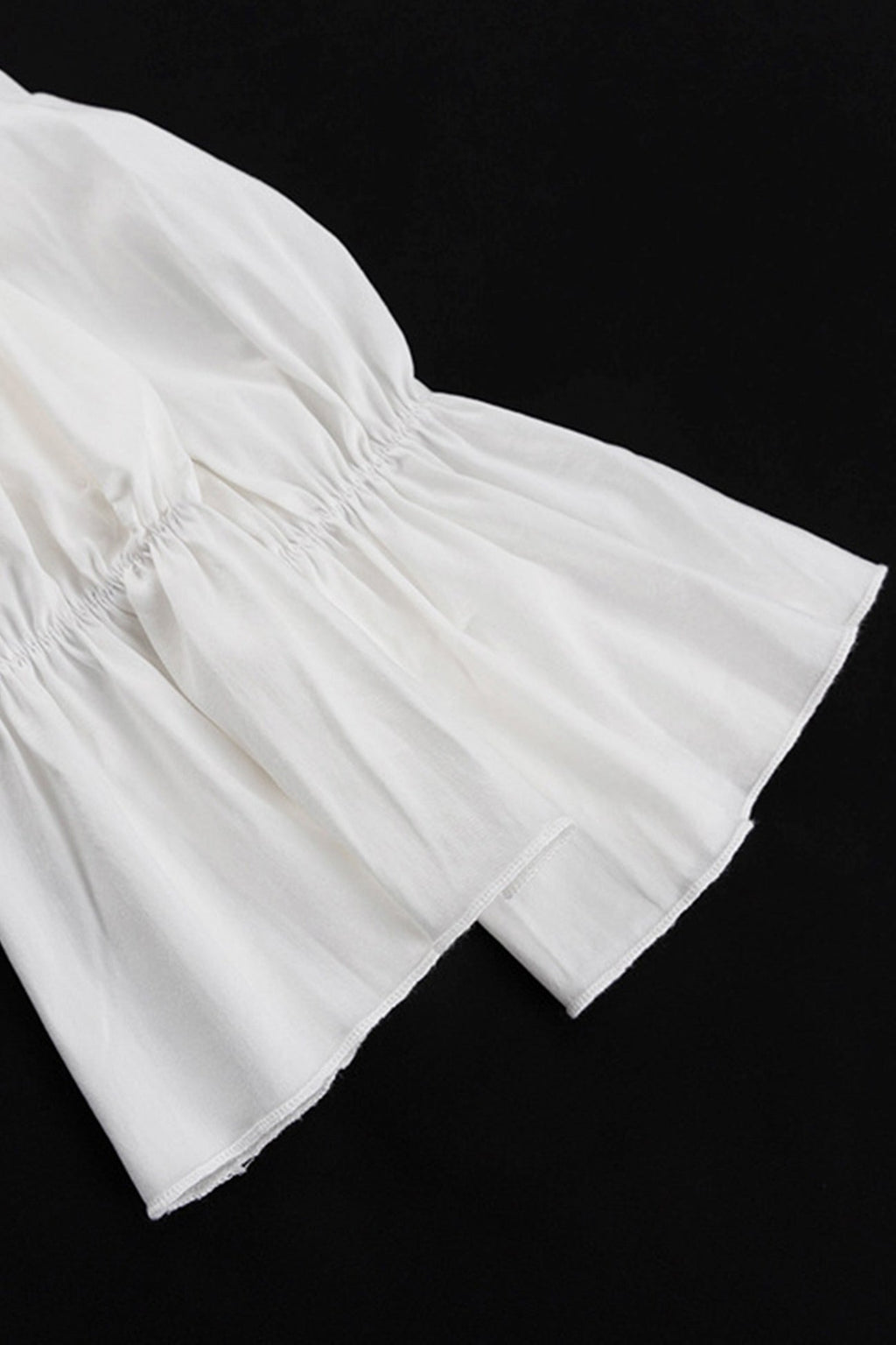 Deep V-Neck Ruffle Trim Trumpet Sleeve Tiered Ruffle Hem Mini Dress
