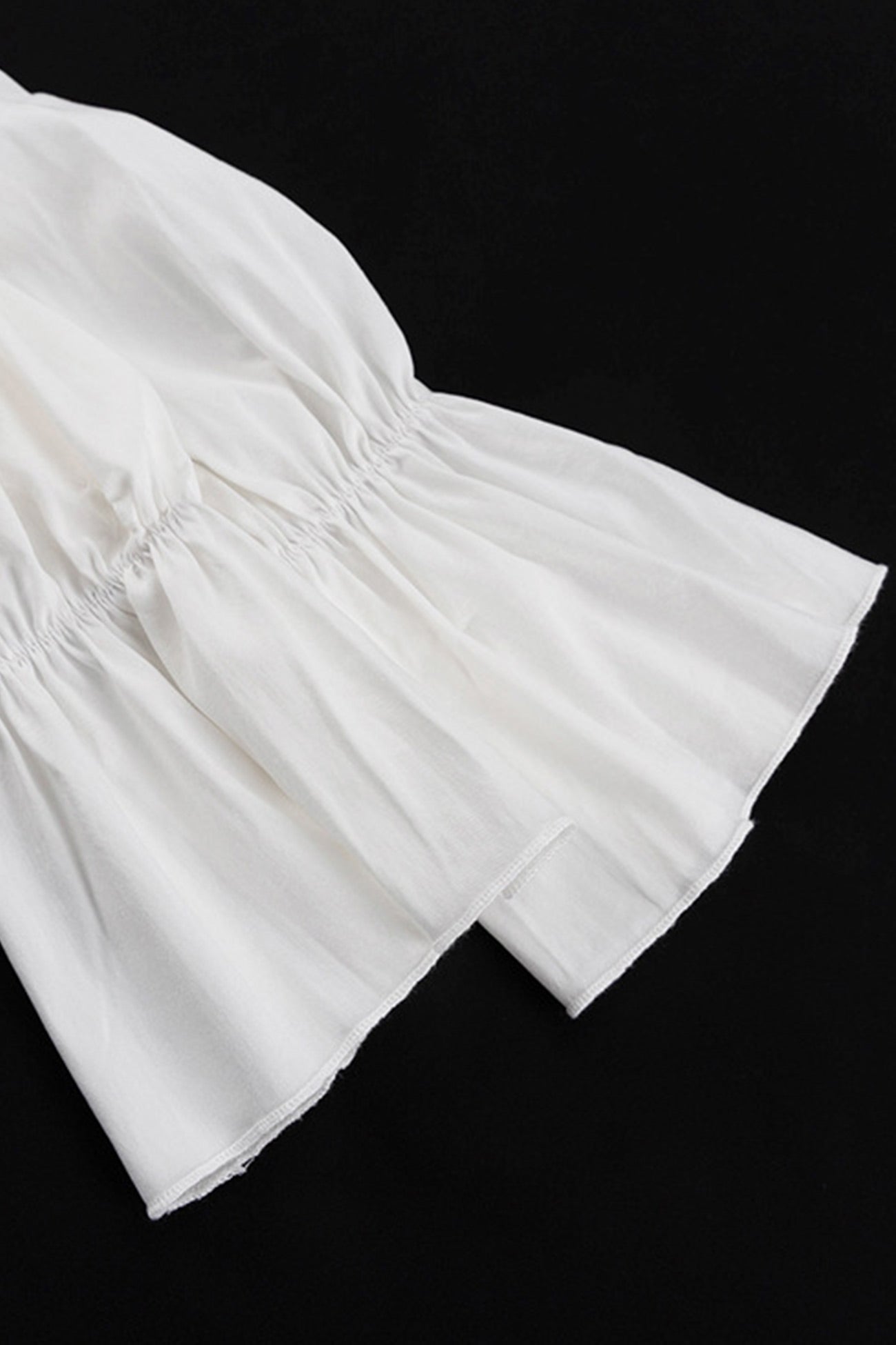 Deep V-Neck Ruffle Trim Trumpet Sleeve Tiered Ruffle Hem Mini Dress
