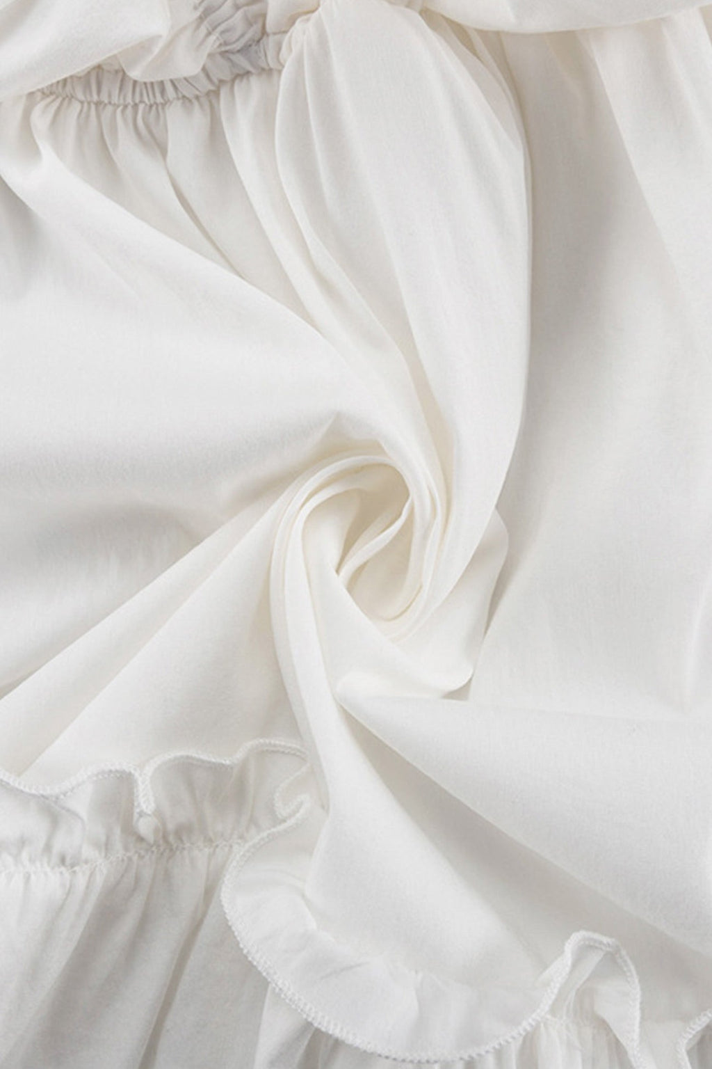 Deep V-Neck Ruffle Trim Trumpet Sleeve Tiered Ruffle Hem Mini Dress
