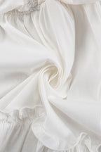 Deep V-Neck Ruffle Trim Trumpet Sleeve Tiered Ruffle Hem Mini Dress