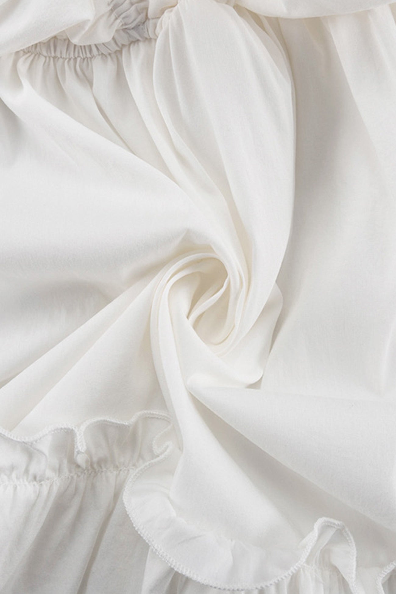 Deep V-Neck Ruffle Trim Trumpet Sleeve Tiered Ruffle Hem Mini Dress