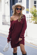 Blue Zone Planet | V-Neck Rib-Knit Sweater Dress