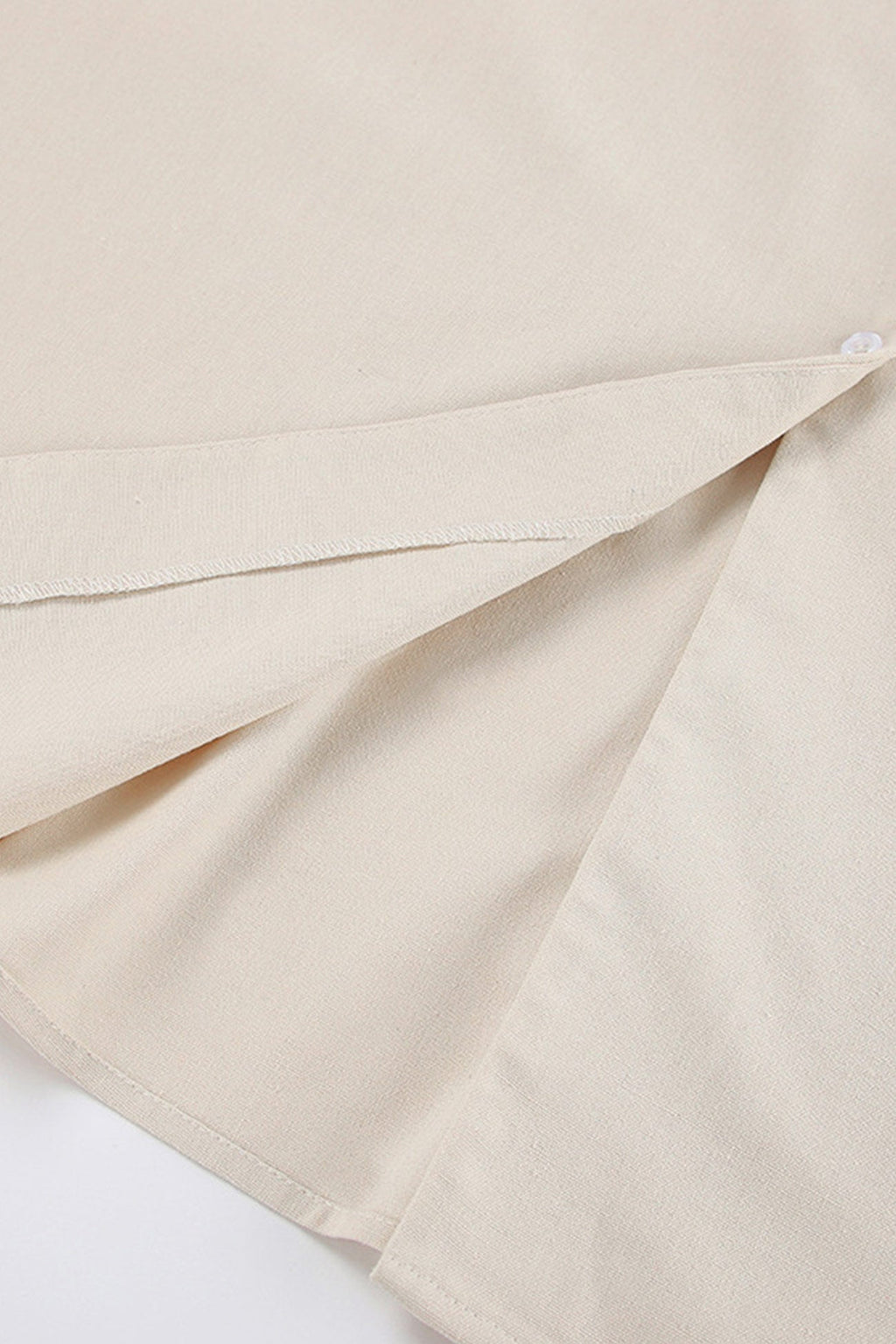 Plunging V-Neck Button Front Puff Sleeve Linen Midi Dress