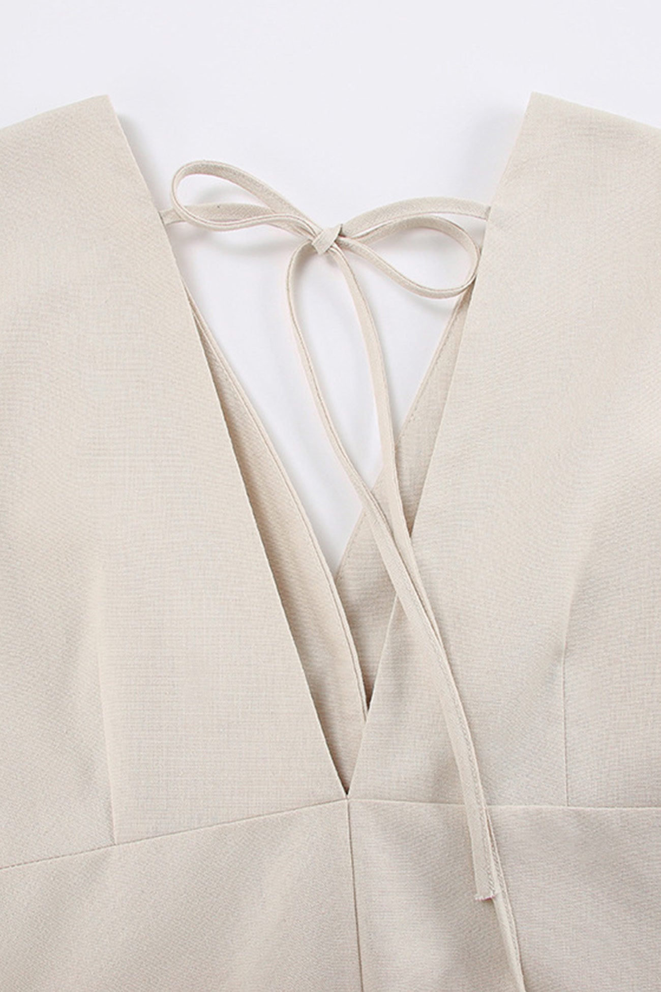 Plunging V-Neck Button Front Puff Sleeve Linen Midi Dress