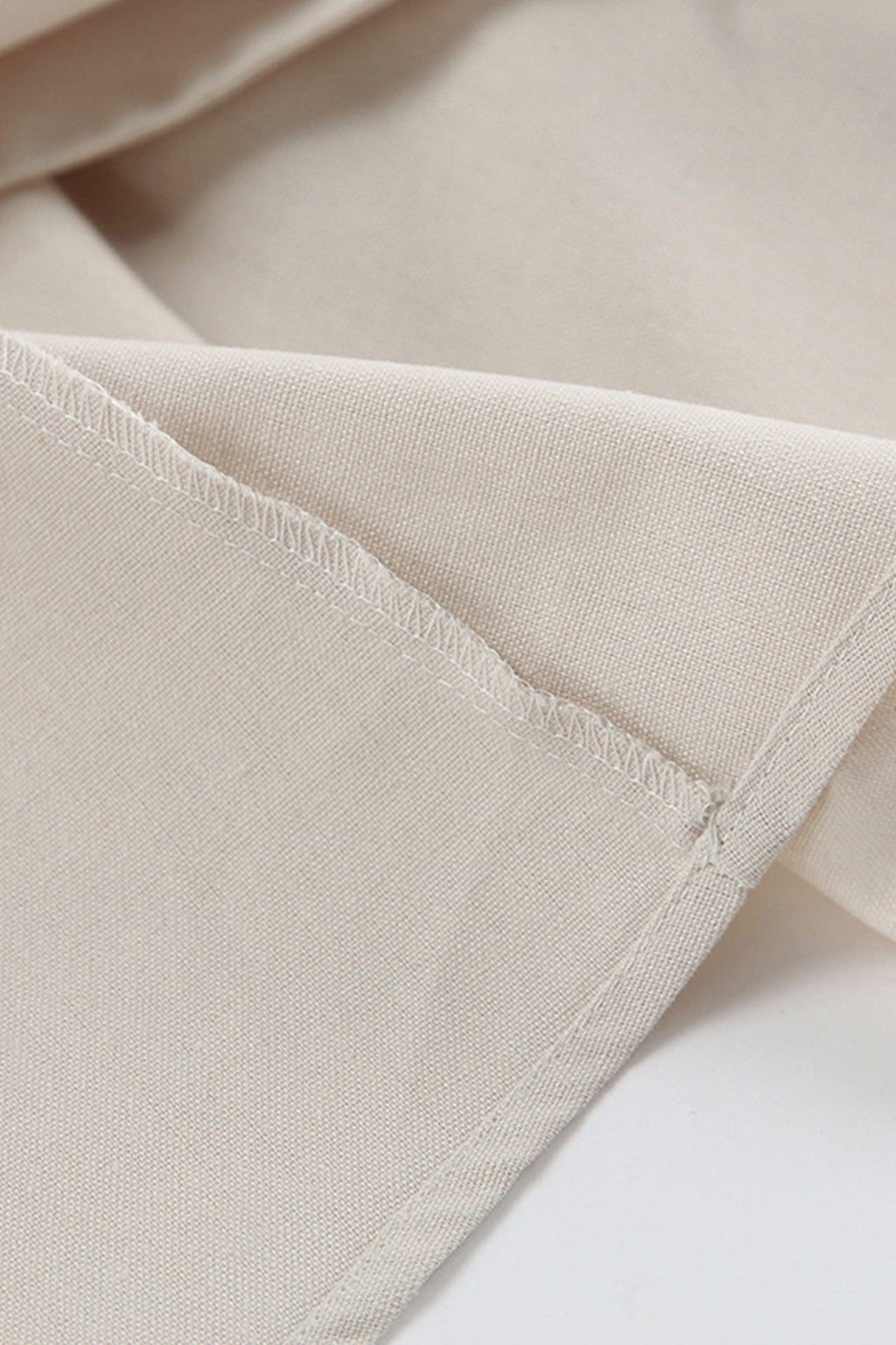 Plunging V-Neck Button Front Puff Sleeve Linen Midi Dress