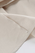 Plunging V-Neck Button Front Puff Sleeve Linen Midi Dress