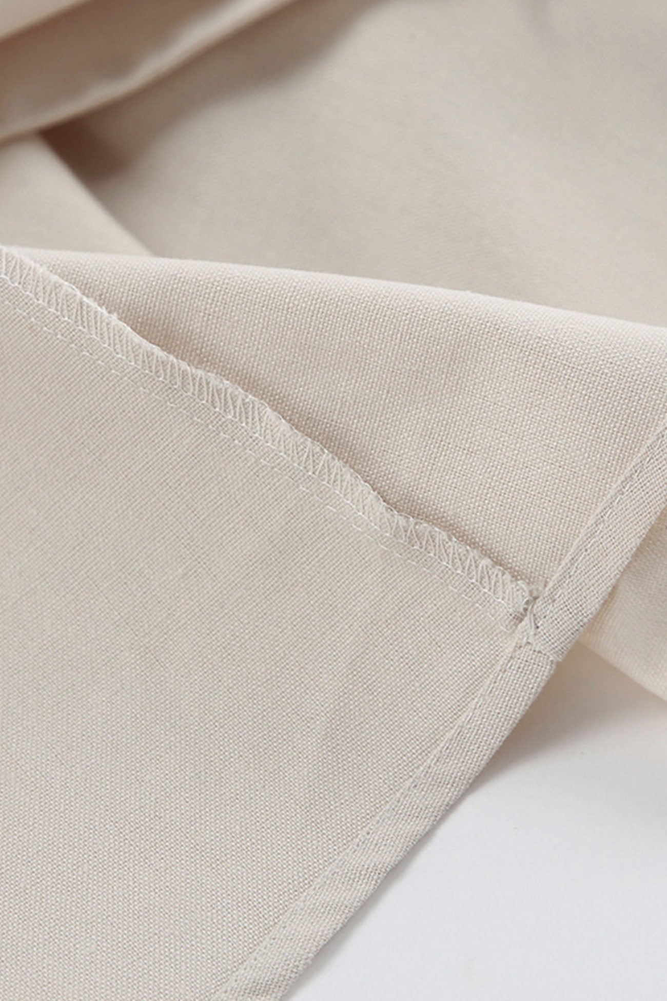 Plunging V-Neck Button Front Puff Sleeve Linen Midi Dress