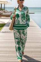 V Neck Vintage Print Two-piece Outfit