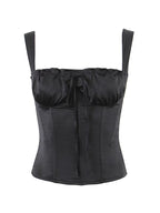 Ruched Tie Front Corset Top