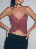 Cross Over Mesh Crop Cami Top