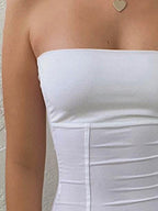Paneled Solid Color Bandeau Top