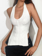 Halter Cable Knit Tank Top