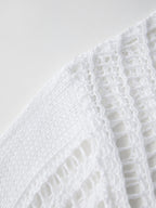 Hollow Crew Neck Knit Crop Top