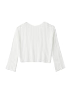 Hollow Crew Neck Knit Crop Top
