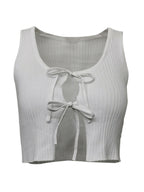 Lace-up Navel Cutout Knit Crop Top