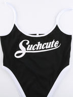 Contrasting Letter Print Bodysuit