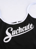 Contrasting Letter Print Bodysuit