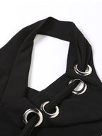 O-Ring Asymmetric Backless Halter Vest