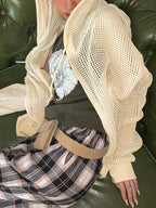 Knit All Over Cutout Hooded Cardigan