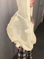Knit All Over Cutout Hooded Cardigan