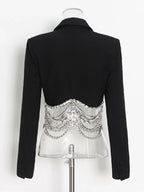 Casual Striped Notched Collar Long Sleeve Spliced Double Breasted Vintage Blazer