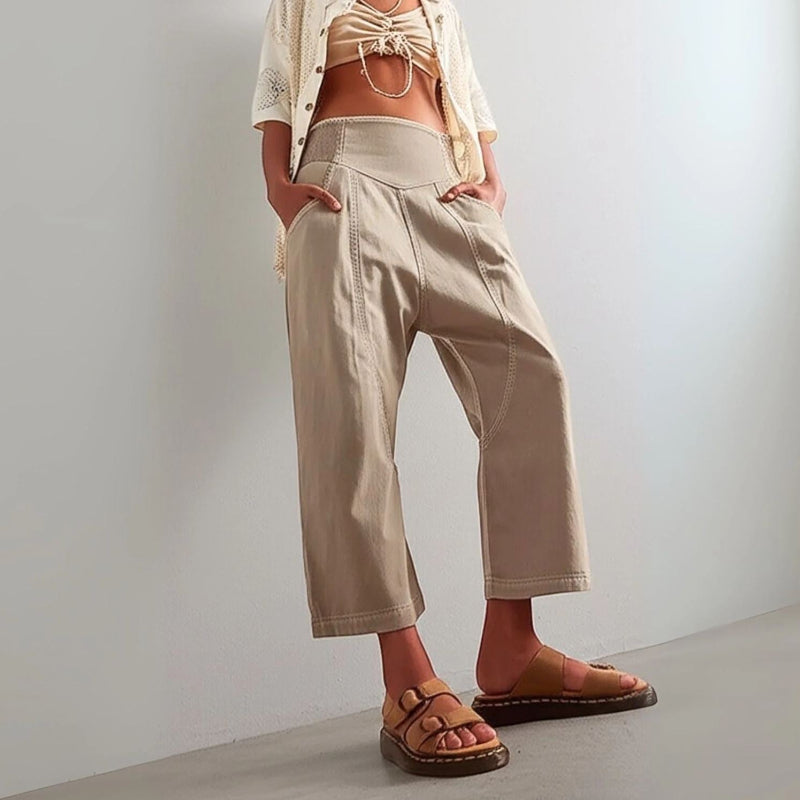 Valentina Rossi Cropped Pants with Wide Waistband