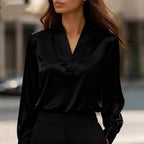 Valentina Rossi Elegant V-Neck Satin Blouse