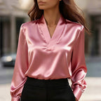 Valentina Rossi Elegant V-Neck Satin Blouse