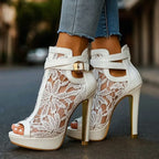 Valentina Rossi High Heel Sandals with Lace Panel