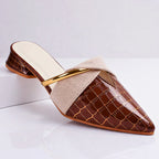 Valentina Rossi Pointed Mules with Gold Accent