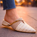 Valentina Rossi Pointed Mules with Gold Accent