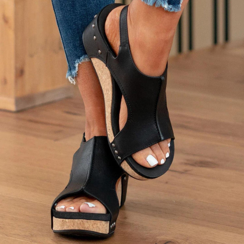 Valentina Rossi Slingback Cork Wedge Sandals