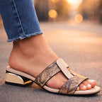 Valentina Rossi Snake Print T-Strap Sandals