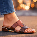 Valentina Rossi Snake Print T-Strap Sandals
