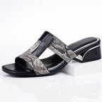 Valentina Rossi Snake Print T-Strap Sandals