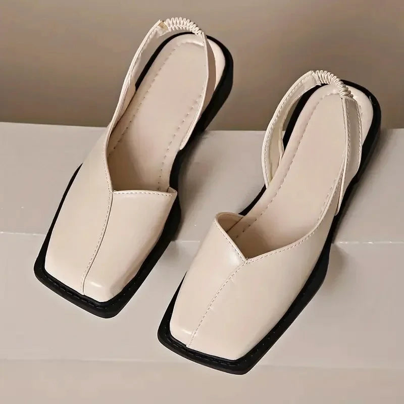 Valentina Rossi Square-Toe Slingback Flats