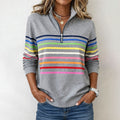 Valentina Rossi Striped Half-Zip Sweatshirt