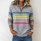 Valentina Rossi Striped Half-Zip Sweatshirt