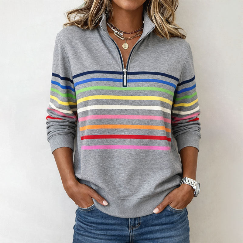 Valentina Rossi Striped Half-Zip Sweatshirt