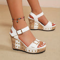 Valentina Rossi Studded Wedge Sandals with Buckle
