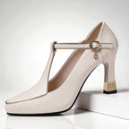 Valentina Rossi T-Strap Heels with Gold Detail