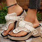 Valentina Rossi Platform Sandals with Button Accents