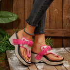 Valentina Rossi Platform Sandals with Button Accents