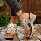 Valentina Rossi Platform Sandals with Button Accents