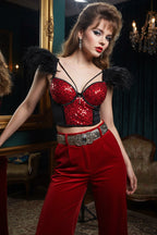 Velvet Patchwork Sequins Cami Top