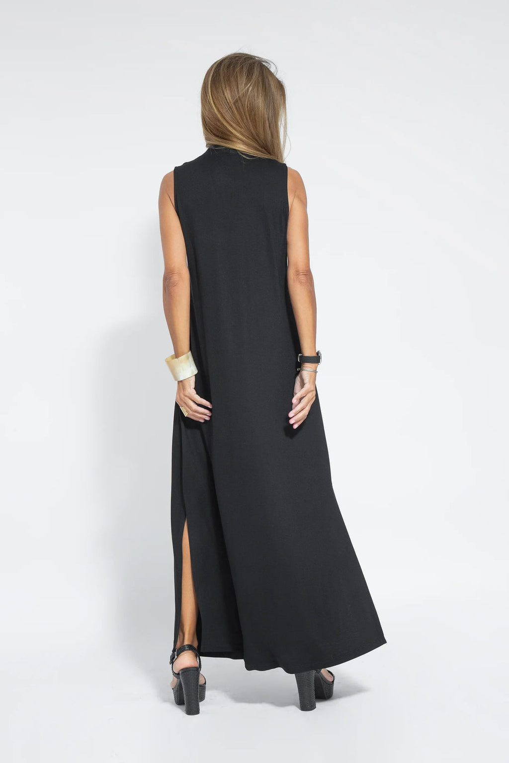 Nicole Minimalist Long Dress with V Neck Premium Wardrobe Essential