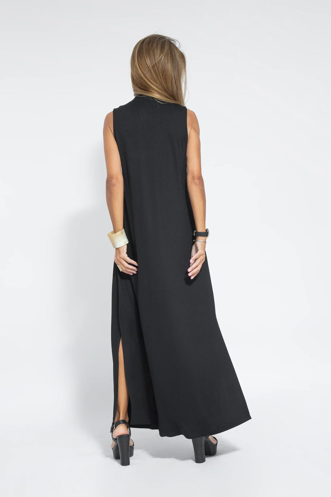 Nicole Minimalist Long Dress with V Neck Premium Wardrobe Essential