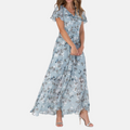María Effortless Eugenia Floral Print Dress Elevated Occasion Wear