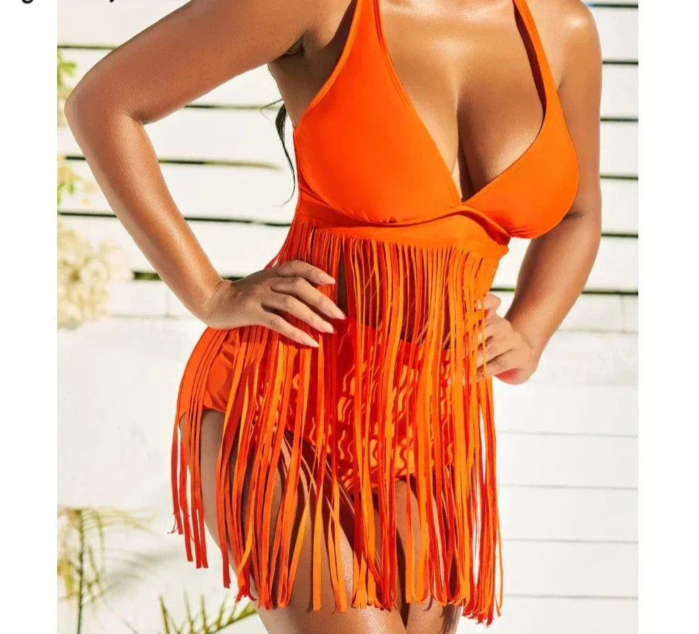 Frida Minimalist Stylish Tied Tassels Bathing Dress Designer Edit