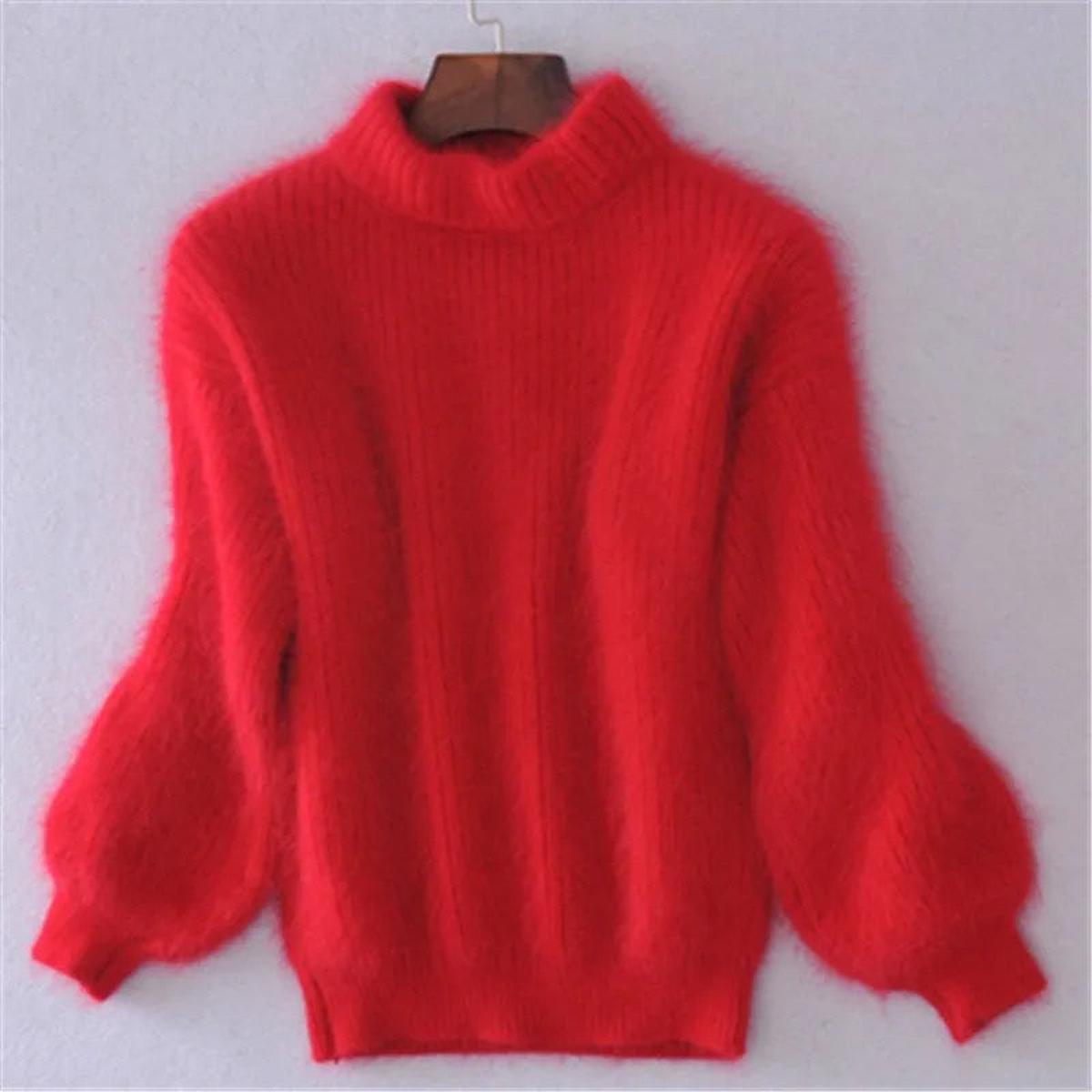 | Women's High Neck Knit Sweater in Warm Material